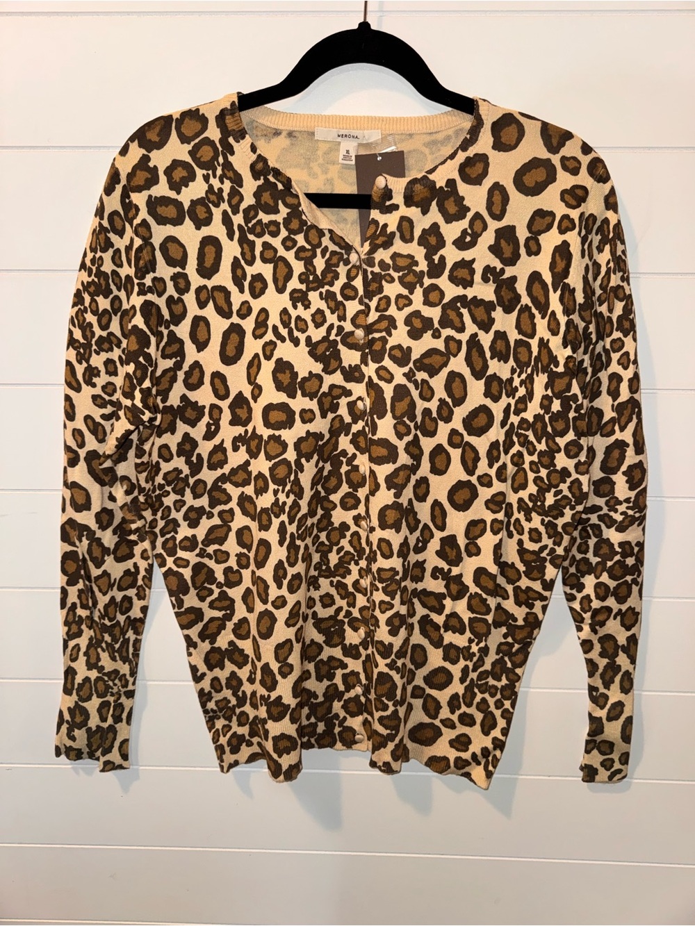 Merona Leopard Print Cardigan in Cream and Brown